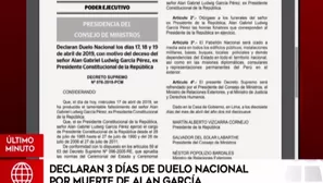 Duelo Nacional por muerte de Alan García