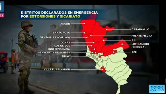 Declaran estado de emergencia en estos distritos de Lima y Callao