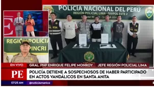 Jefe de la Reión Policial Lima informó sobre los sospechosos capturados / Fuente: América Noticias