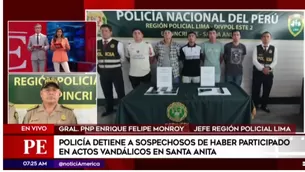 Jefe de la Reión Policial Lima informó sobre los sospechosos capturados / Fuente: América Noticias