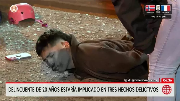 Delincuente de 20 años estaría implicado en tres hechos delictivos. Foto: Unidad de investigación