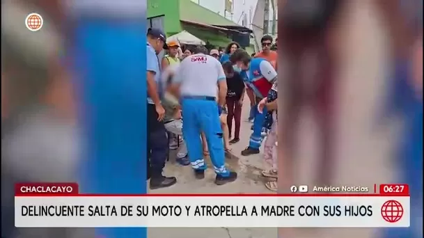 Delincuente arrolla a familia durante fuga en Chaclacayo/ América Noticias Delincuente arrolla a familia durante fuga en Chaclacayo/ América Noticias