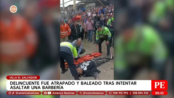 Delincuente baleado tras asaltar barbería en Villa El Salvador. Foto: América Noticias