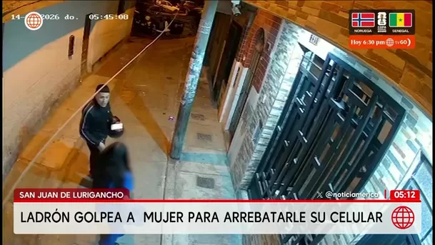 Delincuente golpea a mujer para robarle celular en San Juan de Lurigancho. Foto: América Noticias Delincuente golpea a mujer para robarle celular en San Juan de Lurigancho. Foto: América Noticias