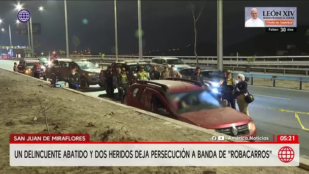 Un delincuente muerto y dos heridos tras persecución a robacarros en San Juan de Miraflores. Foto: América Noticias Un delincuente muerto y dos heridos tras persecución a robacarros en San Juan de Miraflores. Foto: América Noticias