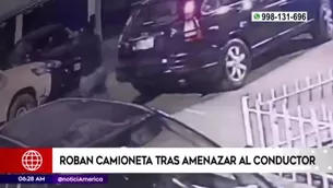 Cámaras de seguridad registraron el momento en que hombres con pasamontañas robaron camioneta / Fuente: América Noticias