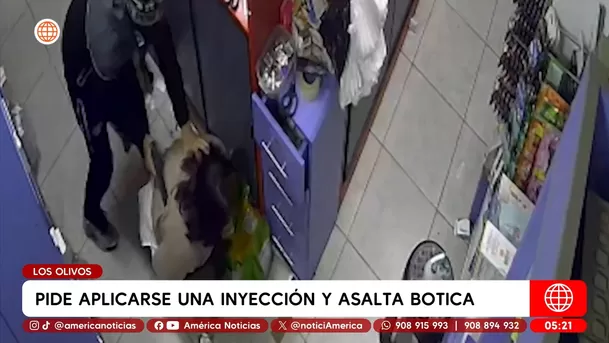 Pide aplicarse una inyección y asalta botica en Los Olivos. Foto: América Noticias