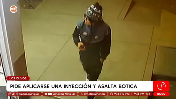 Pide aplicarse una inyección y asalta botica en Los Olivos. Foto: América Noticias