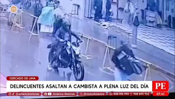 Delincuentes asaltan a cambista a plena luz del día en el Cercado de Lima. Foto: América Noticias