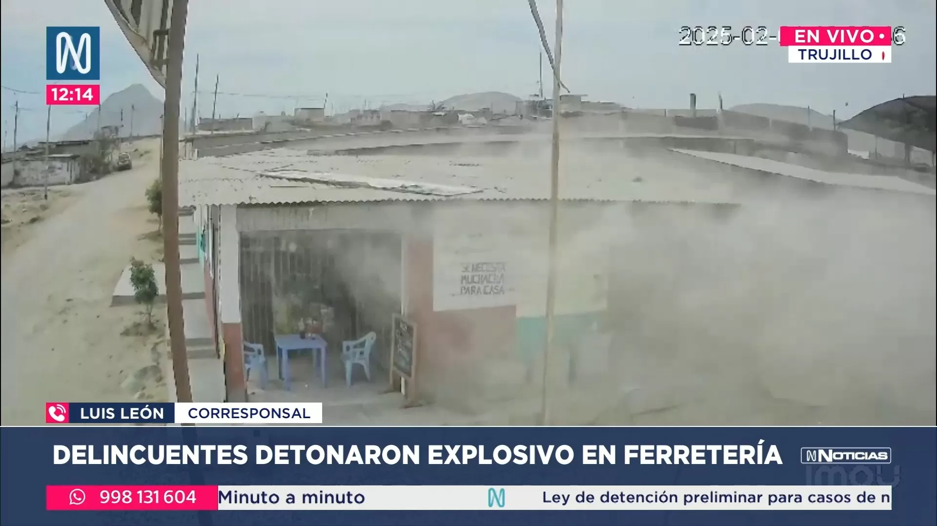 Delincuentes detonaron explosivo en ferretería en Trujillo. Foto: Canal N Delincuentes detonaron explosivo en ferretería en Trujillo. Foto: Canal N