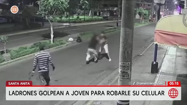 Delincuentes golpean a joven en asalto en Santa Anita. Foto: América Noticias Delincuentes golpean a joven en asalto en Santa Anita. Foto: América Noticias