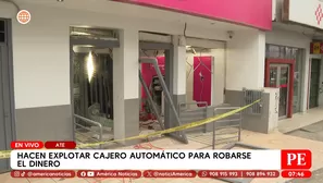 Delincuentes hacen explotar cajero automático en Ate. Foto y video: América Noticias