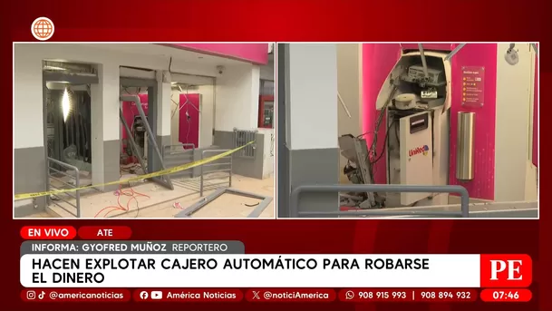 Delincuentes hacen explotar cajero automático en Ate. Foto: América Noticias