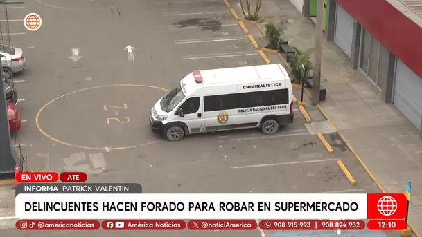 Delincuentes hacen forado para robar en supermercado en Ate. Foto: América Noticias