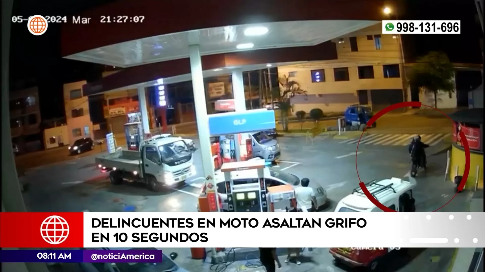 Delincuentes llegaron a bordo de una motocicleta | Imagen: América Noticias