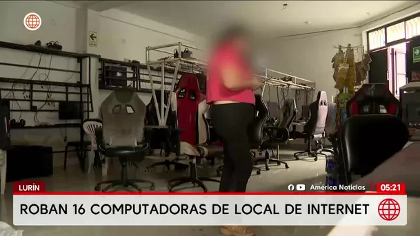 Delincuentes roban 16 CPU de un local de internet en Lurín. Foto: América Noticias