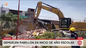 Demuelen pabellón de colegio a días del año escolar. Foto y video: América Noticias