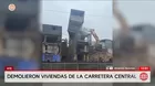 Demuelen viviendas para recuperar vía en Carretera Central en Ate