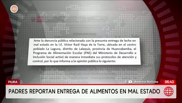 Denuncian alimentos con gusanos de Wasi Mikuna en Piura. Foto: América Noticias