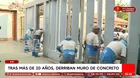 Derriban muro de concreto tras más de 20 años en Ate
