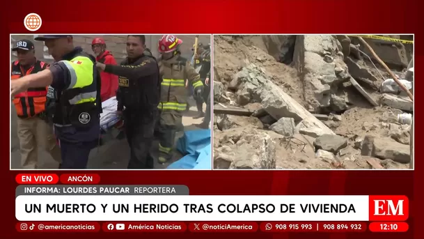Derrumbe de una casa en Ancón deja un muerto y un herido. Foto: América Noticias Derrumbe de una casa en Ancón deja un muerto y un herido. Foto: América Noticias