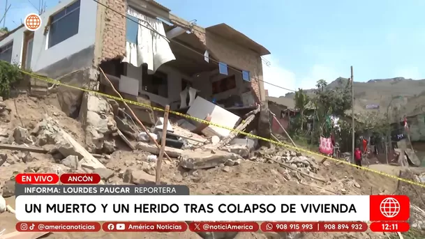 Derrumbe de una casa en Ancón deja un muerto y un herido. Foto: América Noticias Derrumbe de una casa en Ancón deja un muerto y un herido. Foto: América Noticias