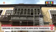 Derrumbe de cornisa causa alarma en Cercado de Lima