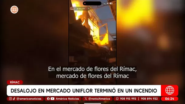 Desalojo en mercado Uniflor del Rímac terminó en incendio. Foto: América Noticias