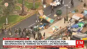 Enfrentamiento entre pescadores y policías por recuperación de terreno en playa Los pescadores en Chorrillos. Foto y video: América Noticias