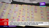 Desarticulan banda que falsificaba exámenes para obtener brevete