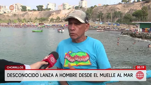 Desconocido lanza a hombre desde el muelle al mar en Chorrillos. Foto: América Noticias