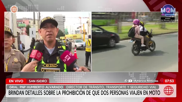Aplicarán multas por llevar dos hombres en moto desde el 21/ América Noticias