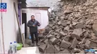 Casa dañada por deslizamiento piedras en San Juan de Lurigancho