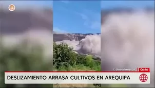 Derrumbe en Caylloma arrasó cinco hectáreas de cultivos y el deslizamiento se acerca peligrosamente a la carretera./ Video: América Noticias