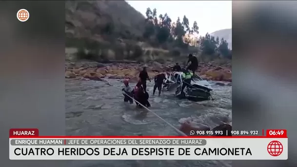 Despiste de camioneta en río Santa deja cuatro heridos en Áncash. Foto: América Noticias Despiste de camioneta en río Santa deja cuatro heridos en Áncash. Foto: América Noticias