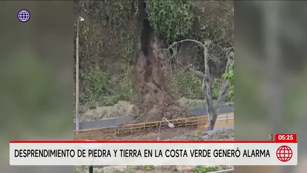 Desprendimiento de tierra en la Costa Verde generó alarma. Foto: América Noticias Desprendimiento de tierra en la Costa Verde generó alarma. Foto: América Noticias