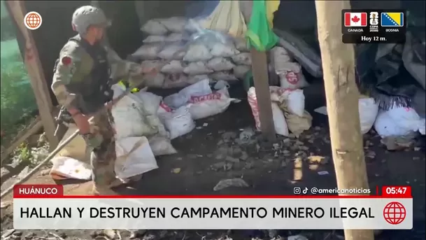 Destruyen campamento minero ilegal en Huánuco. Foto: América Noticias Destruyen campamento minero ilegal en Huánuco. Foto: América Noticias