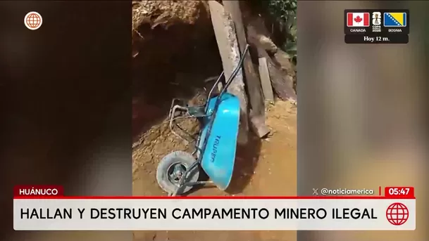 Destruyen campamento minero ilegal en Huánuco. Foto: América Noticias Destruyen campamento minero ilegal en Huánuco. Foto: América Noticias