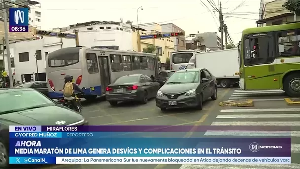 Desvíos por la Media Maratón de Lima generan caos. Foto: Canal N Desvíos por la Media Maratón de Lima generan caos. Foto: Canal N