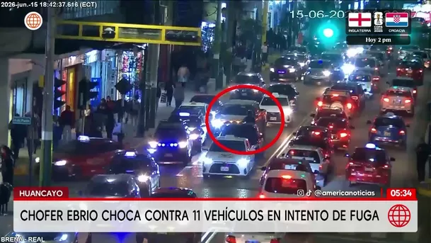 Detienen a chofer ebrio que chocó 11 vehículos en Huancayo. Foto: América Noticias Detienen a chofer ebrio que chocó 11 vehículos en Huancayo. Foto: América Noticias