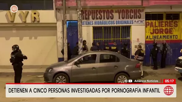 Detienen a cinco personas por red de pornografía infantil. Foto: América Noticias