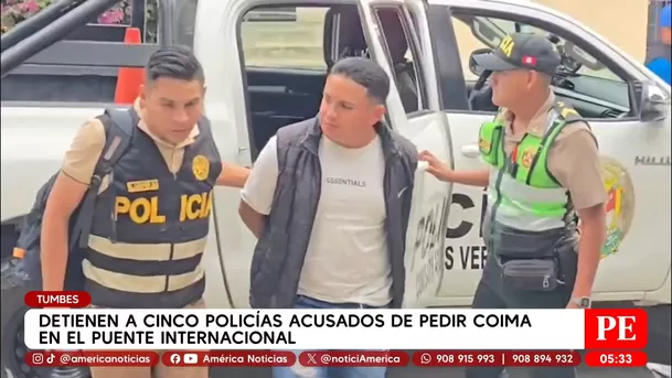 Detienen a cinco policías acusados de cobrar coimas en Tumbes. Foto: América Noticias