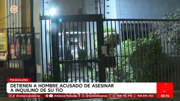 Detienen a hombre acusado de asesinar a inquilino en Magdalena. Foto: América Noticias