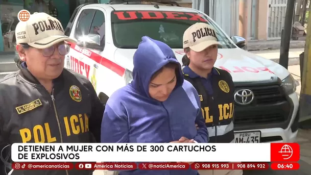 Detienen a mujer con más de 300 cartuchos de explosivos en Pucusana. Foto: América Noticias