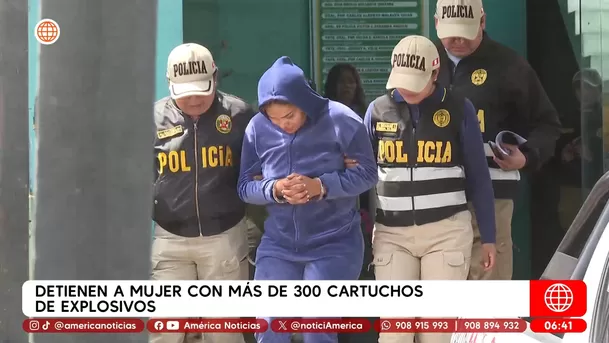 Detienen a mujer con más de 300 cartuchos de explosivos en Pucusana. Foto: América Noticias