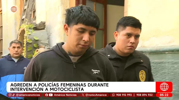 Agreden a policías femeninas durante intervención a motociclista en el Cercado de Lima. Foto: América Noticias