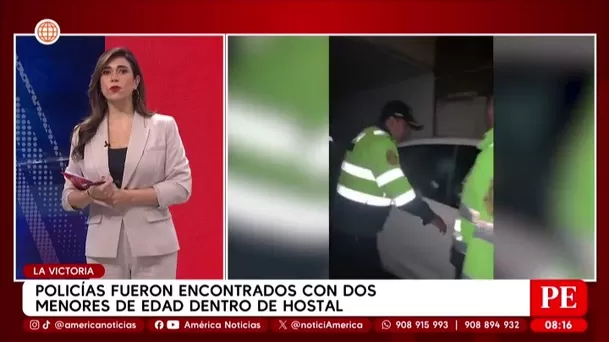 Detienen a dos policías con menores dentro de hostal en La Victoria. Foto: América Noticias Detienen a dos policías con menores dentro de hostal en La Victoria. Foto: América Noticias