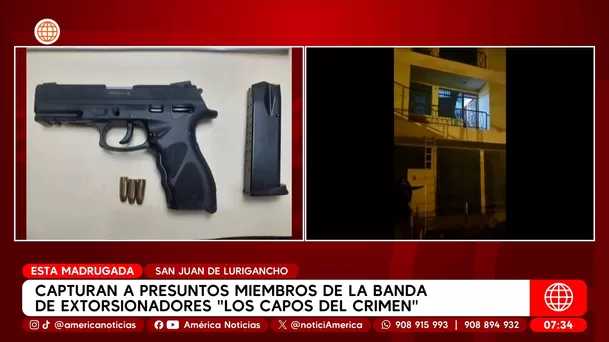 Detienen a presuntos miembros de banda de extorsionadores Los capos del crimen en San Juan de Lurigancho. Foto: América Noticias Detienen a presuntos miembros de banda de extorsionadores Los capos del crimen en San Juan de Lurigancho. Foto: América Noticias