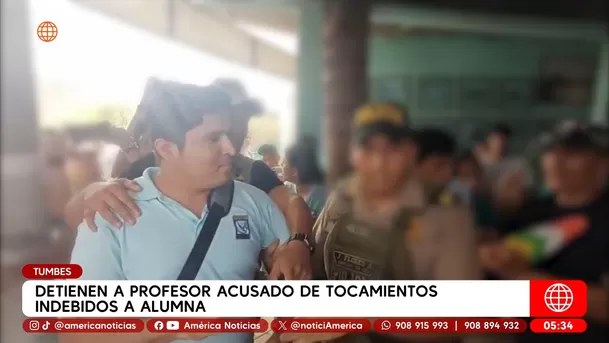 Detienen a profesor acusado de tocamientos indebidos a alumna en Tumbes. Foto: América Noticias