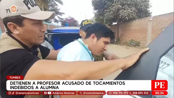 Detienen a profesor acusado de tocamientos indebidos a alumna en Tumbes. Foto: América Noticias